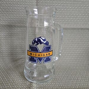 University Of Michigan Wolverine Tall Glass Mug - Vintage